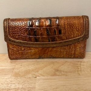 Brahmin Orange/Tan Crocodile Embossed Wallet